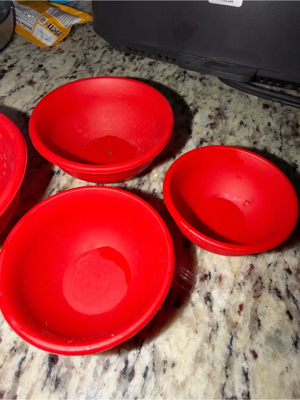 Le Creuset silicone Prep Bowls, set of 4 in Cerise red